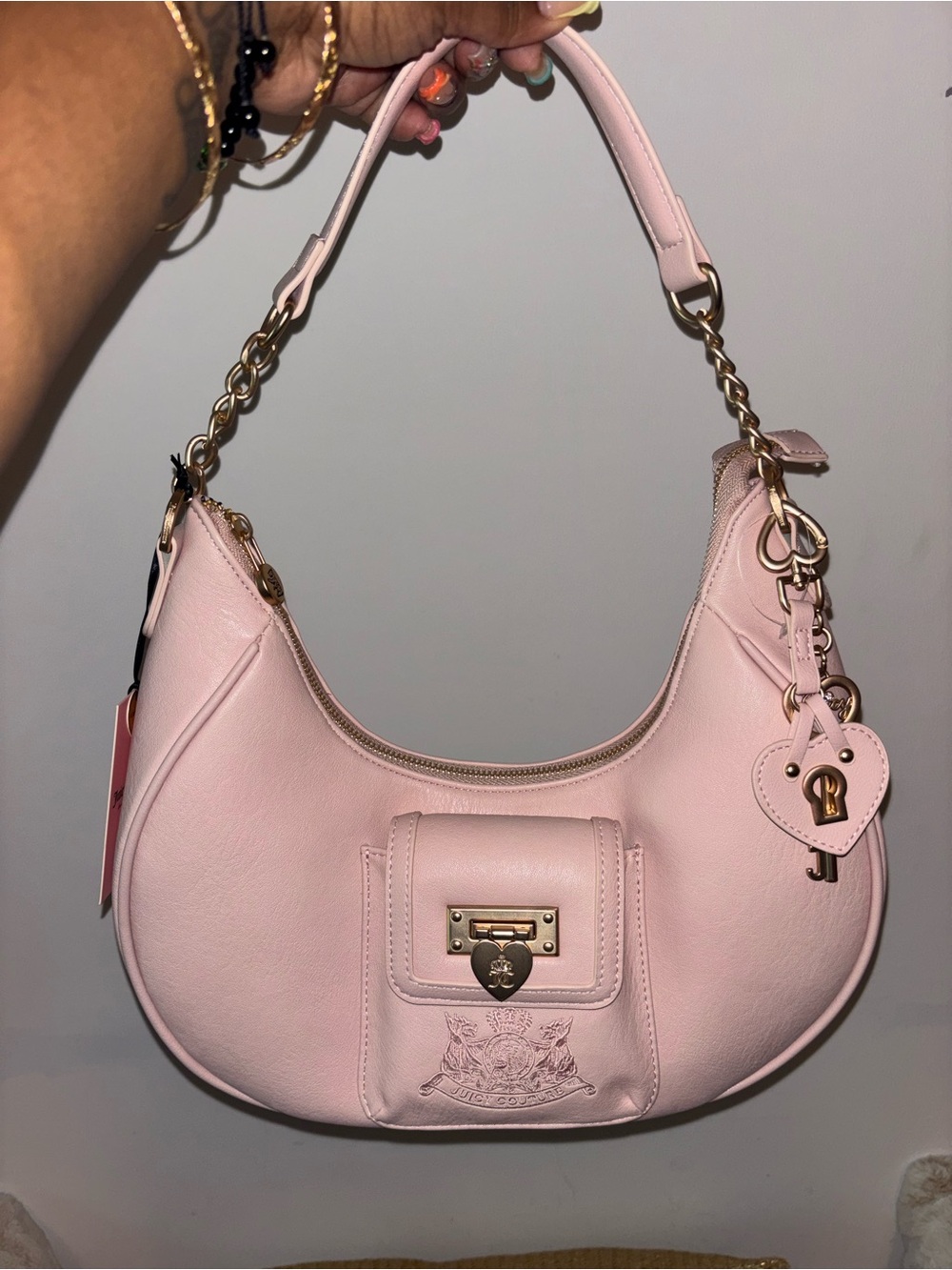 Juicy Couture Light Pink Shoulder Hobo with Gold Hardware